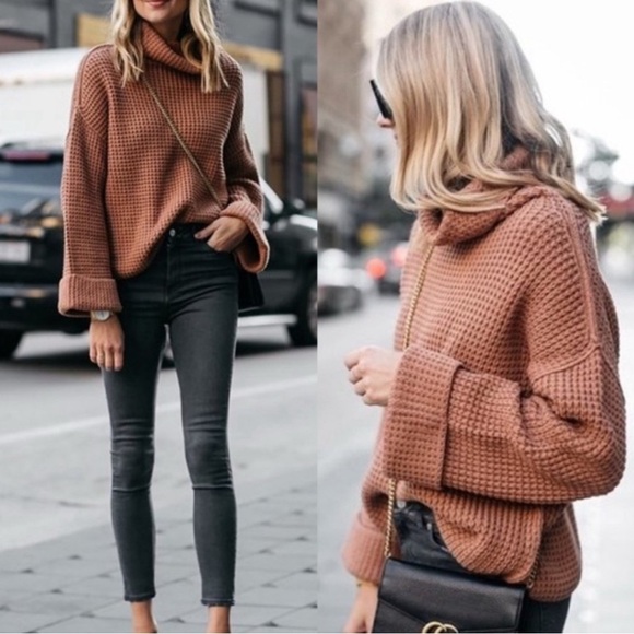 Free People Sweaters - Cozy Brown Turtleneck Sweater for Women